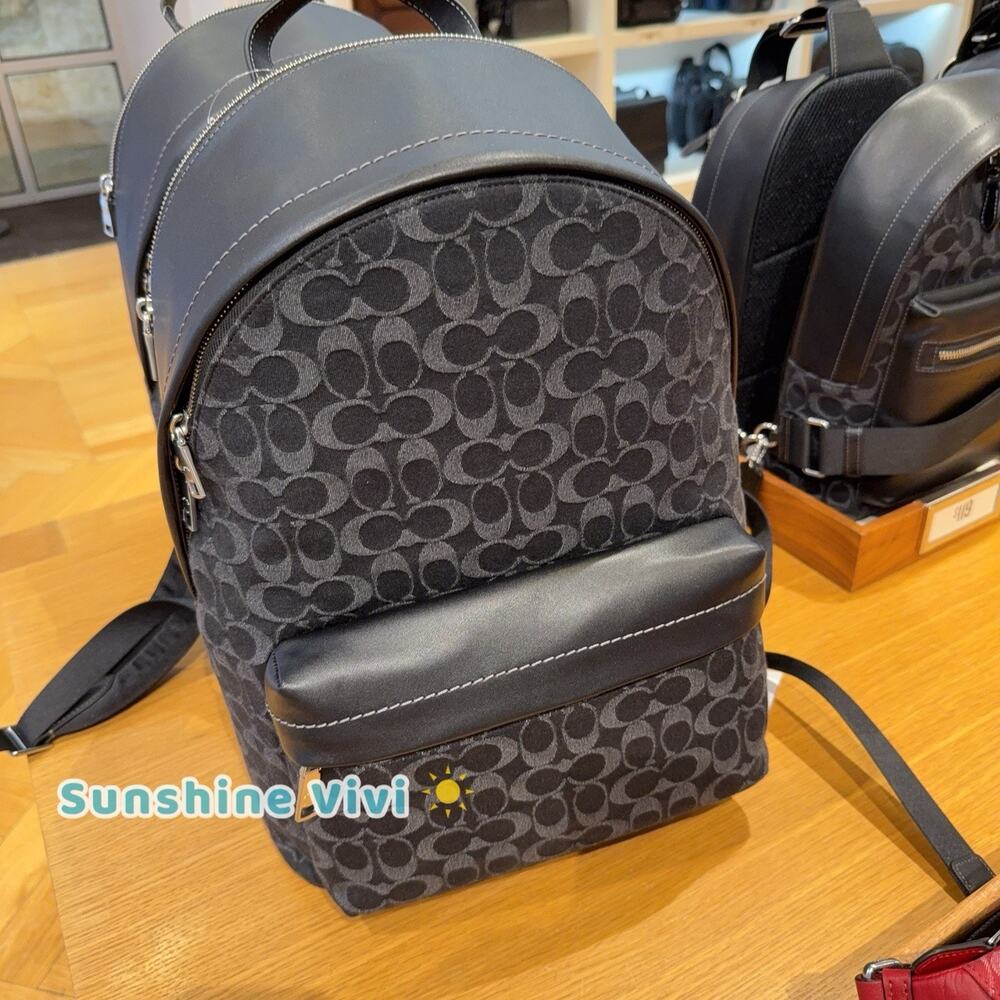 NWT Coach Taylor Backpack in Signature Denim Silver/Black CDC49 - Picture 4 of 7